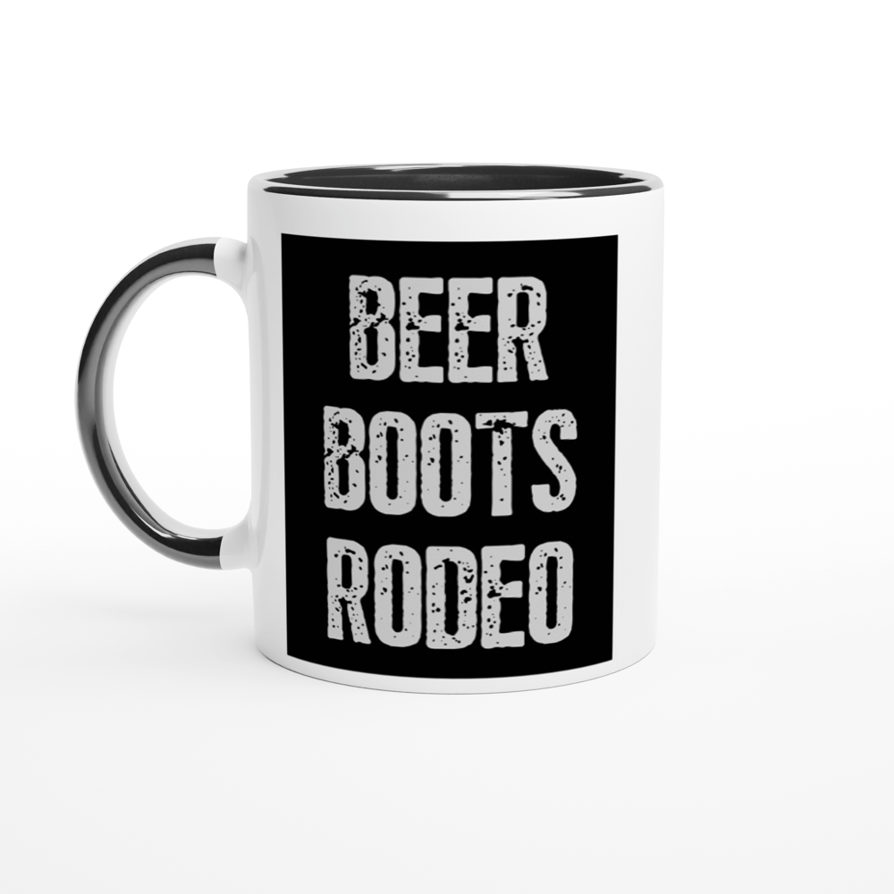 'Beer Boots Rodeo' -  11oz Ceramic Mug with Color Inside - [farm_afternoons]