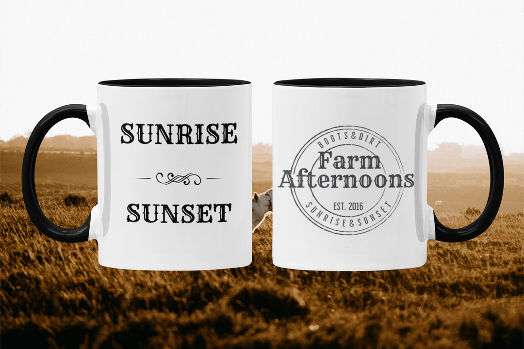 Sunrise Sunset - 11oz Ceramic Mug with Color Inside - [farm_afternoons]