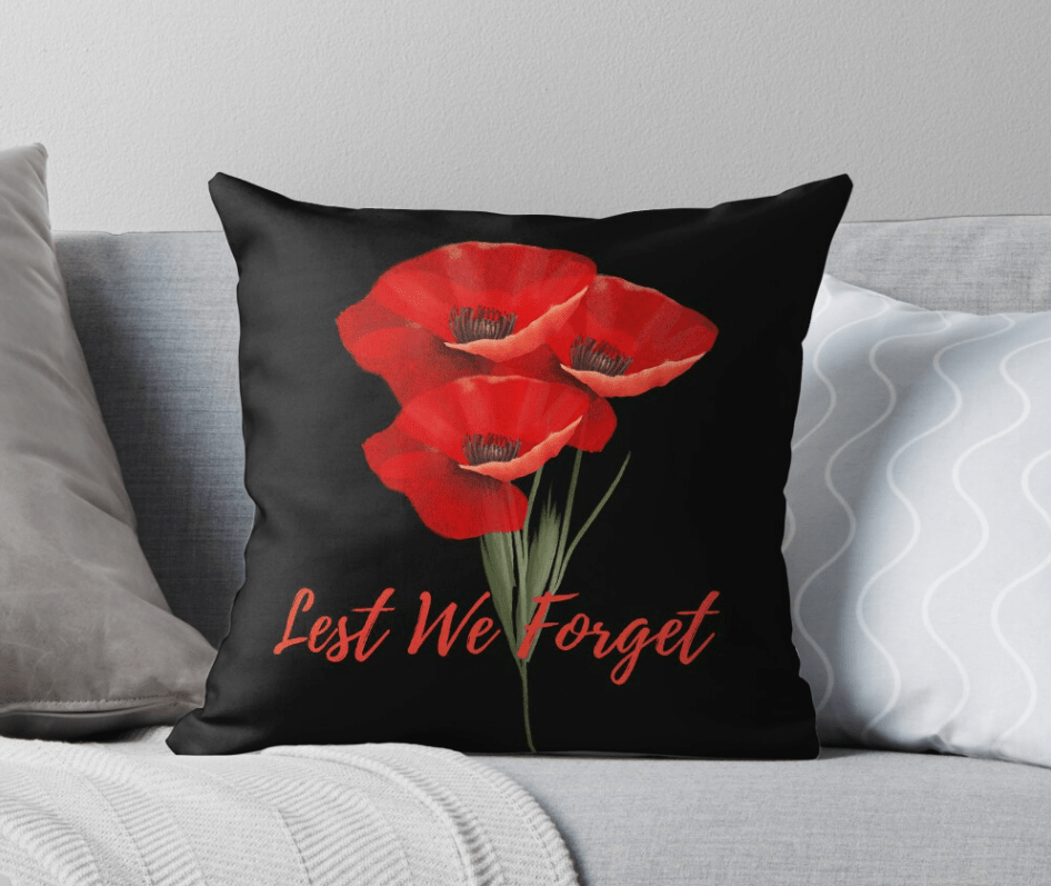 Lest We Forget Throw Pillow - [farm_afternoons]