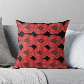 Poppies Throw Pillow - [farm_afternoons]