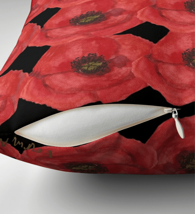 Poppies Throw Pillow - [farm_afternoons]