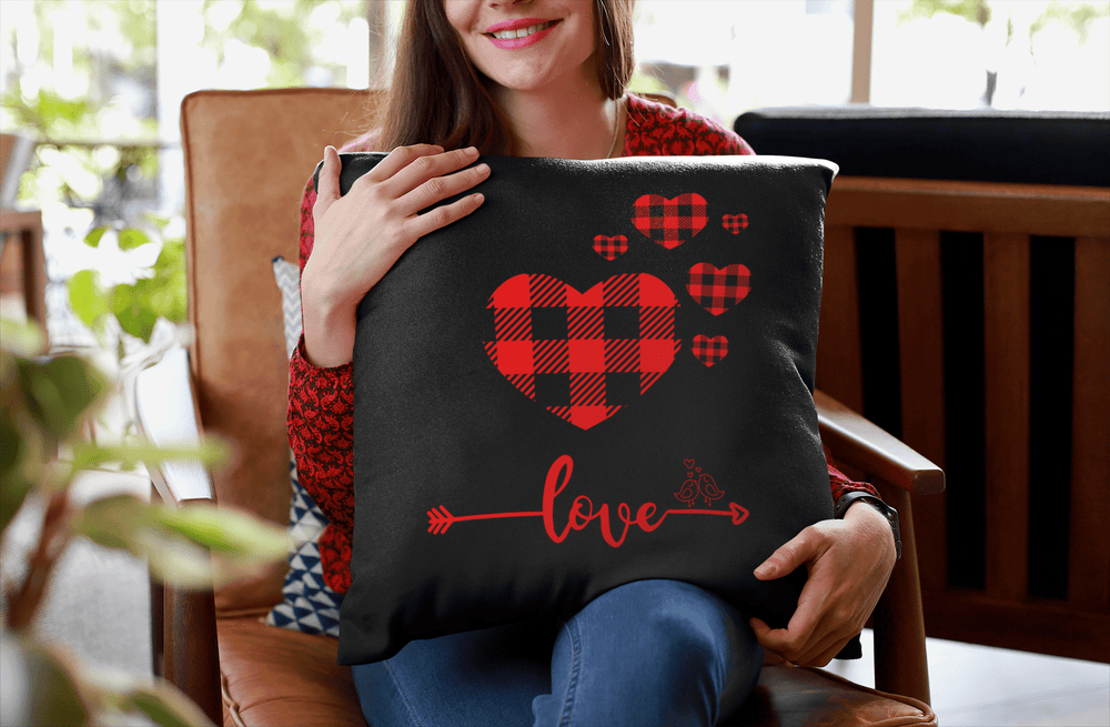 Red Love Hearts Throw Pillow - [farm_afternoons]
