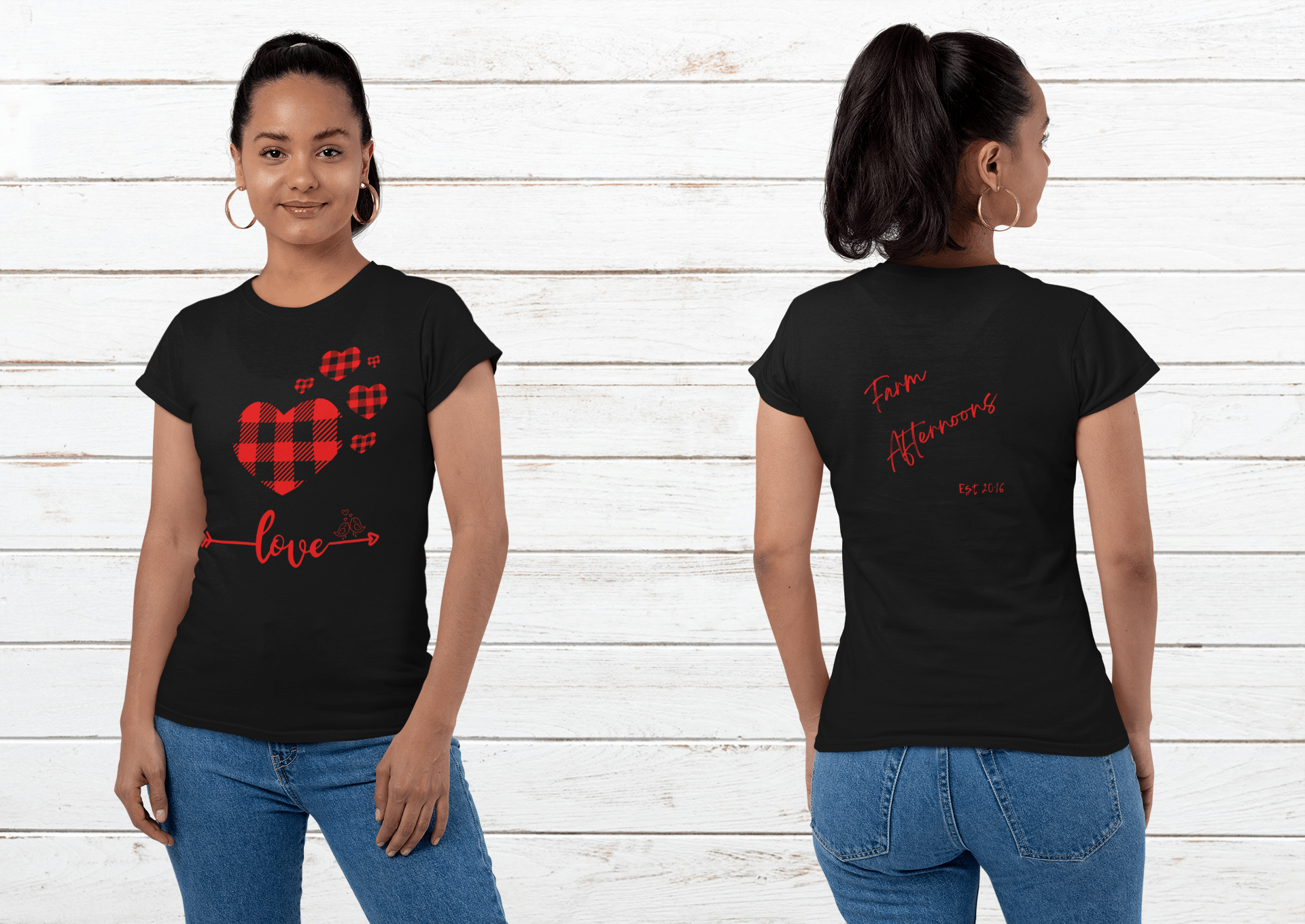 Women's Lumber Jack Hearts T-shirt - [farm_afternoons]