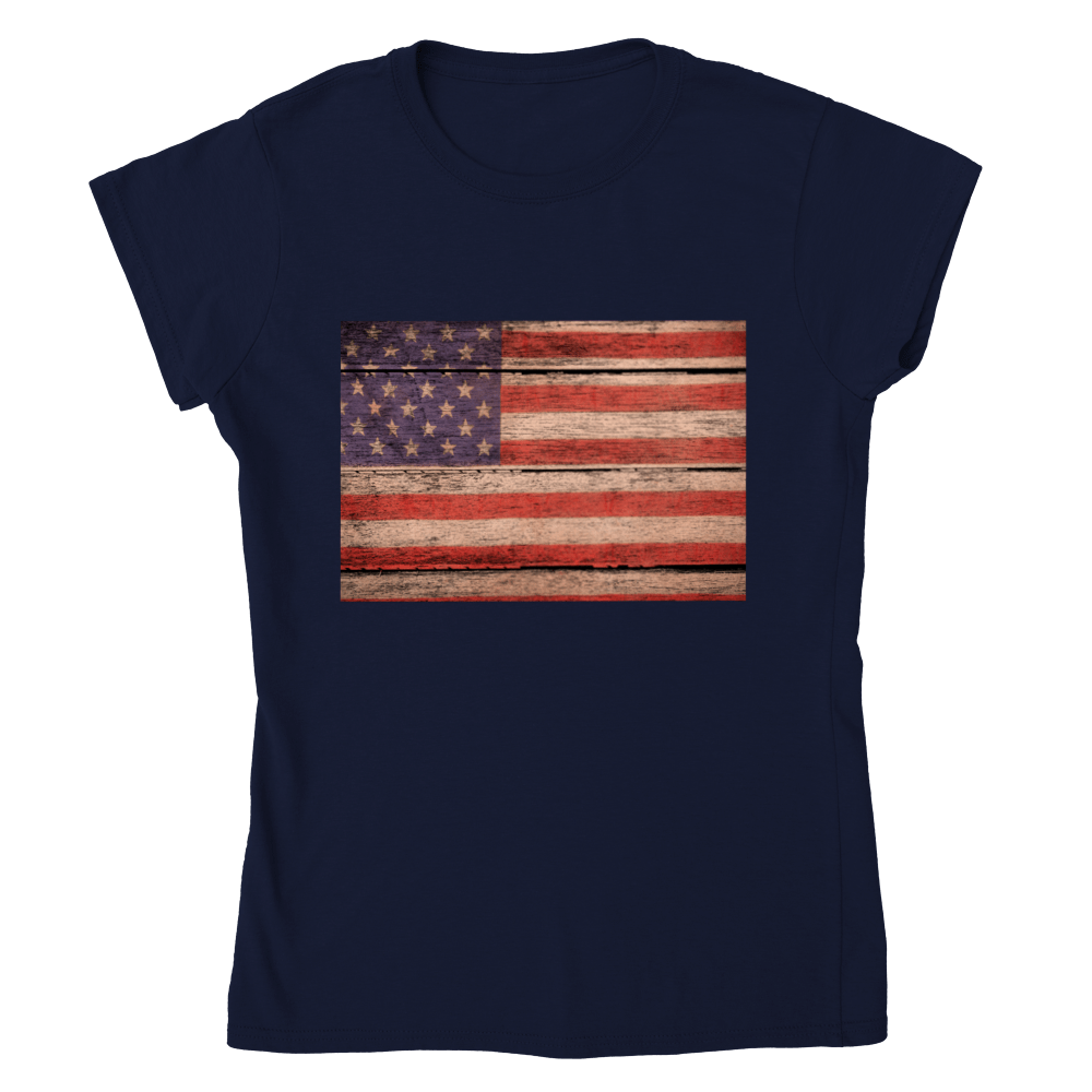 Women's Distressed USA T-shirt - [farm_afternoons]