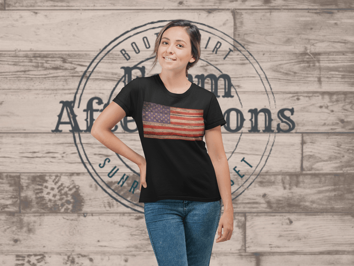 Women's Distressed USA T-shirt - [farm_afternoons]