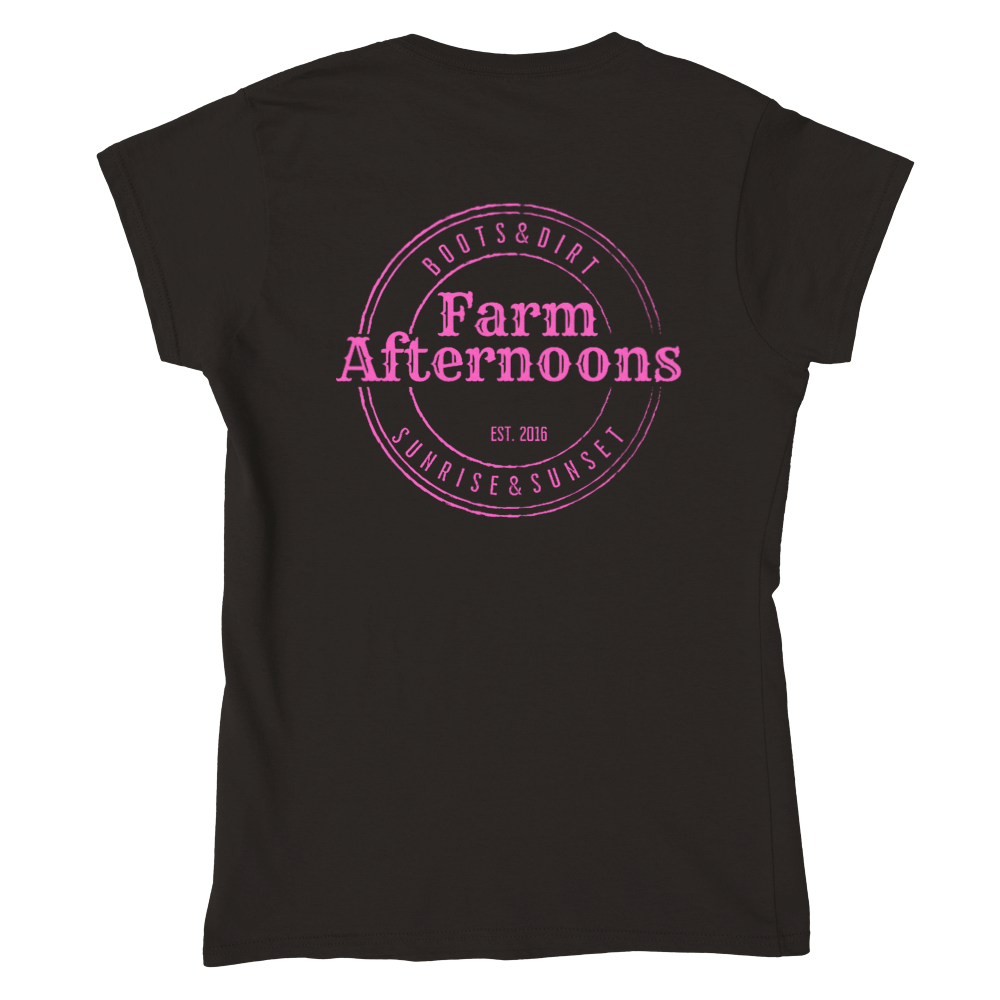 Women's Pink Merch T-shirt - [farm_afternoons]