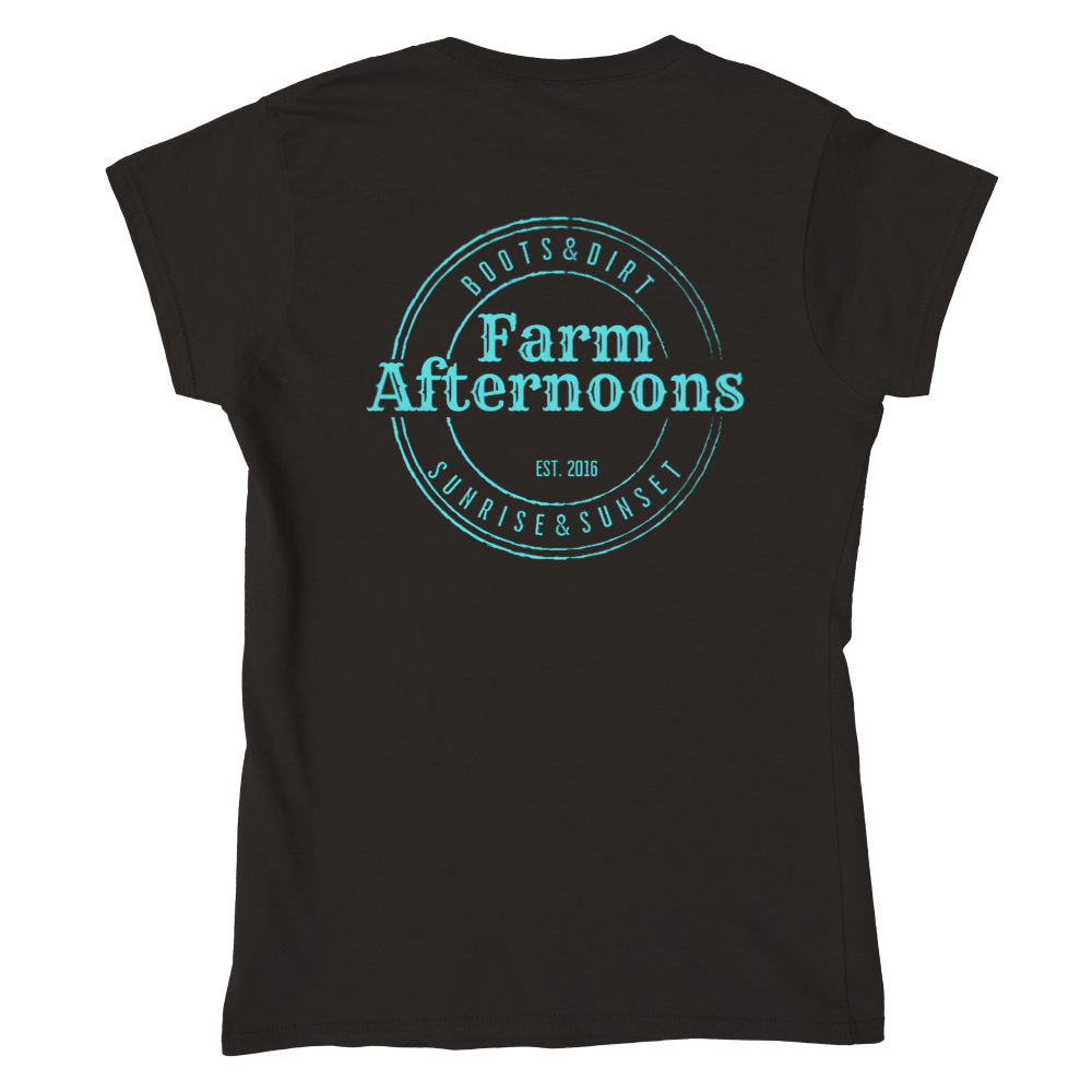 Womens Aqua Merch T-shirt - [farm_afternoons]