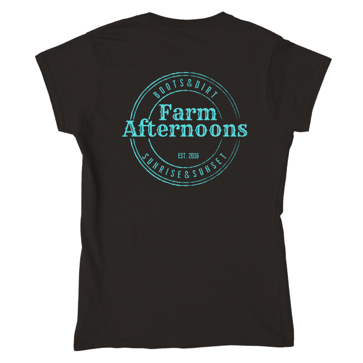 Womens Aqua Merch T-shirt - [farm_afternoons]