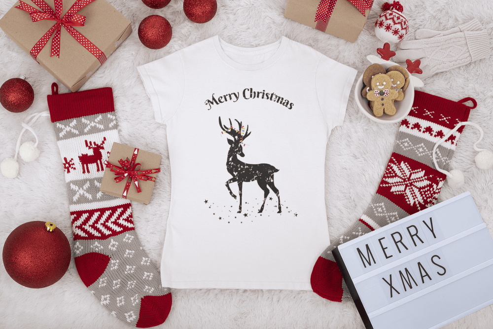 Women's Vintage Reindeer T-shirt - [farm_afternoons]
