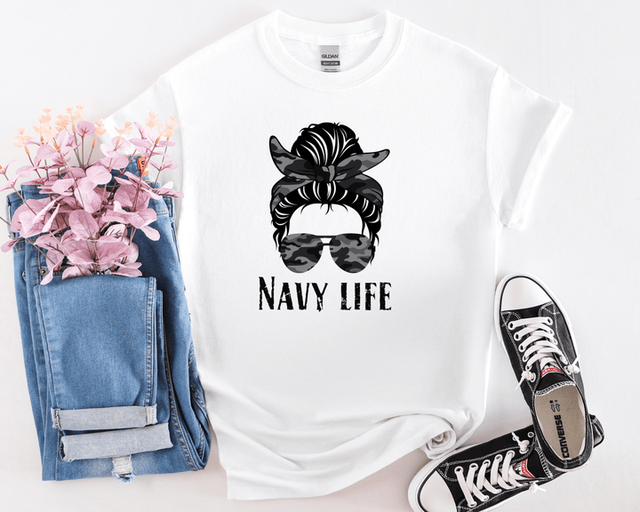 Women's Navy Life T-shirt - [farm_afternoons]