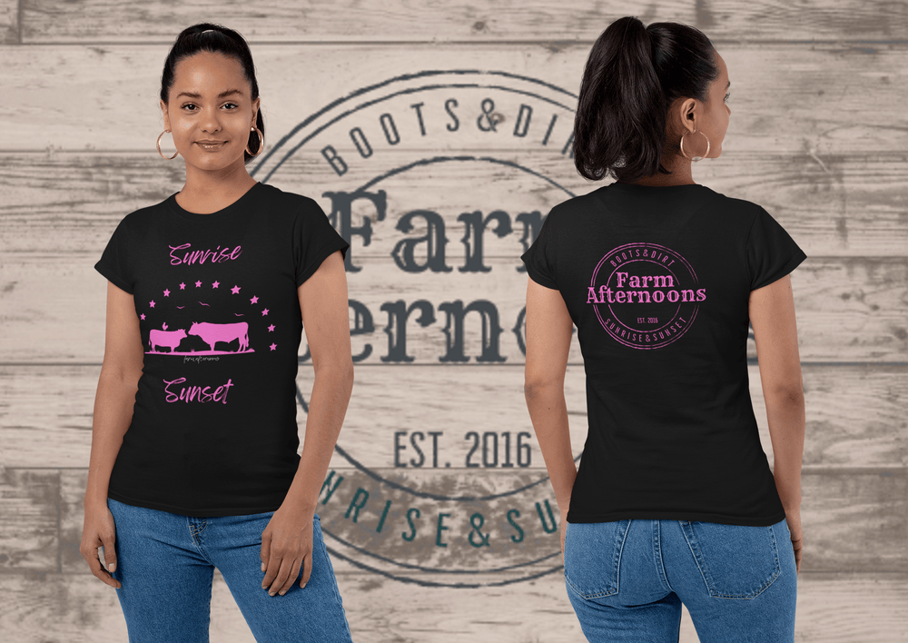 Women's Pink Sunrise Sunset T Shirt - [farm_afternoons]