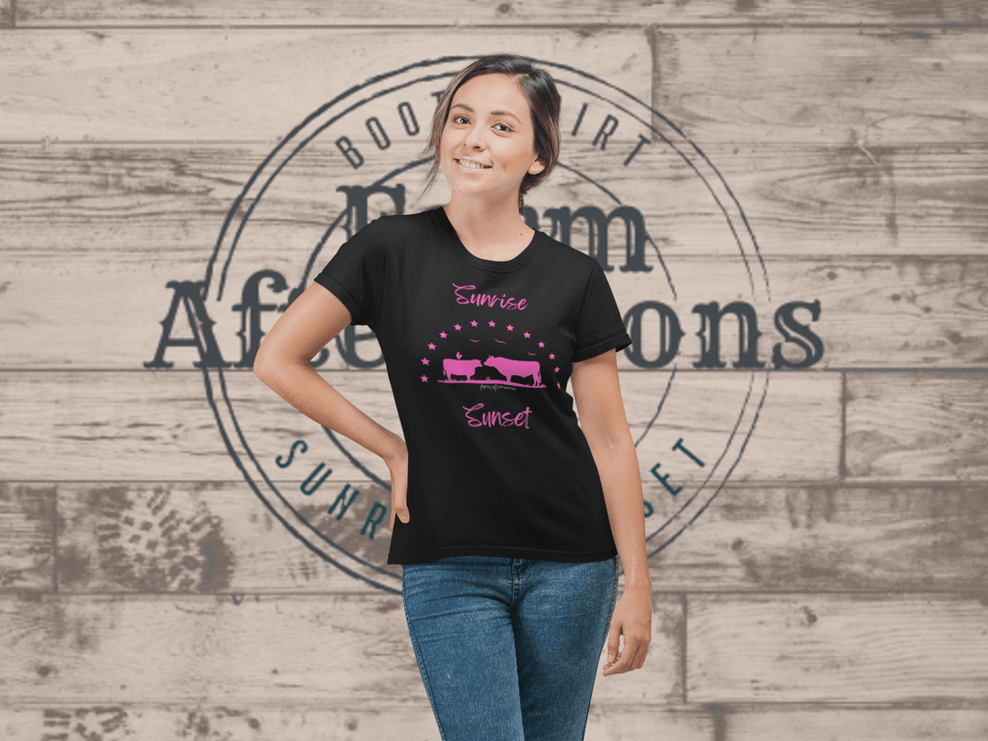 Women's Pink Sunrise Sunset T Shirt - [farm_afternoons]