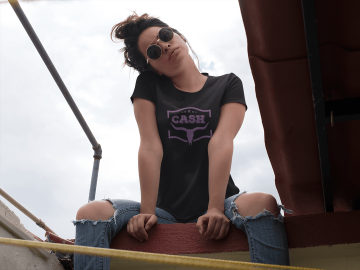 Womens  Purple Cash T-shirt - [farm_afternoons]