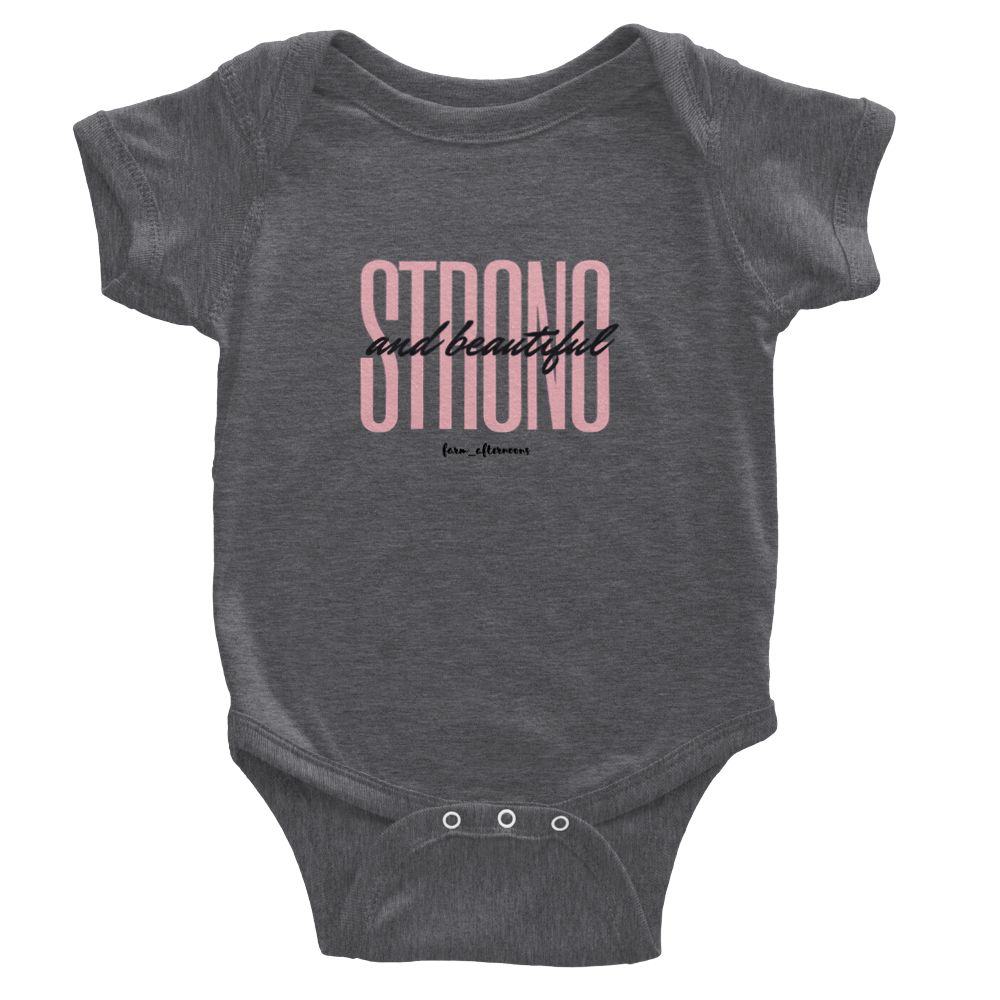 Pink Strong & Beautiful - Baby Short Sleeve Onesies - [farm_afternoons]